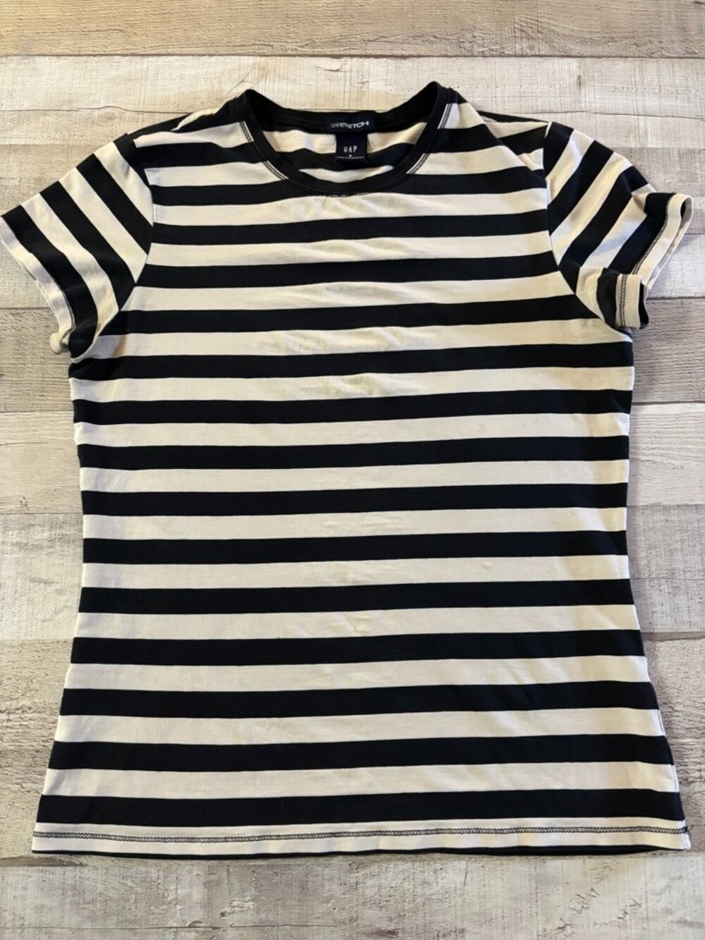 GAP Stretch Black & White Striped T-Shirt